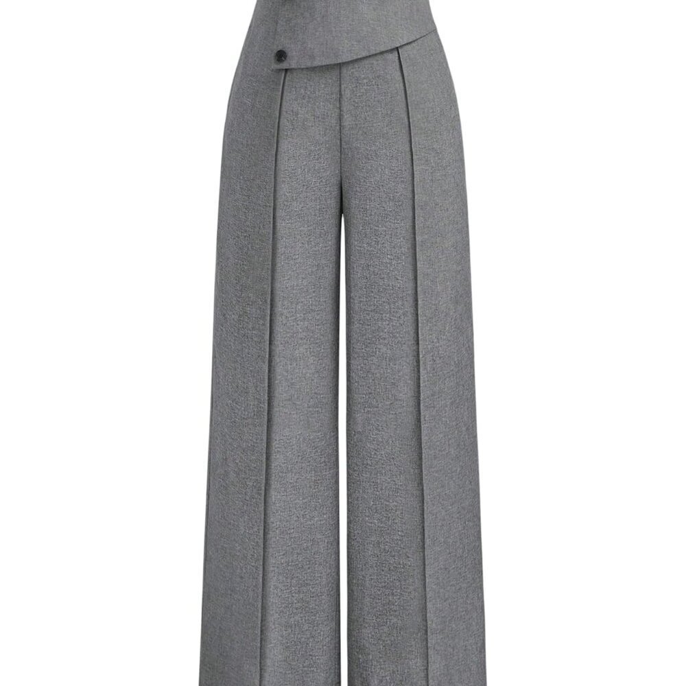 Plus Size High Waisted Dress Pants Straight Leg Office Trousers